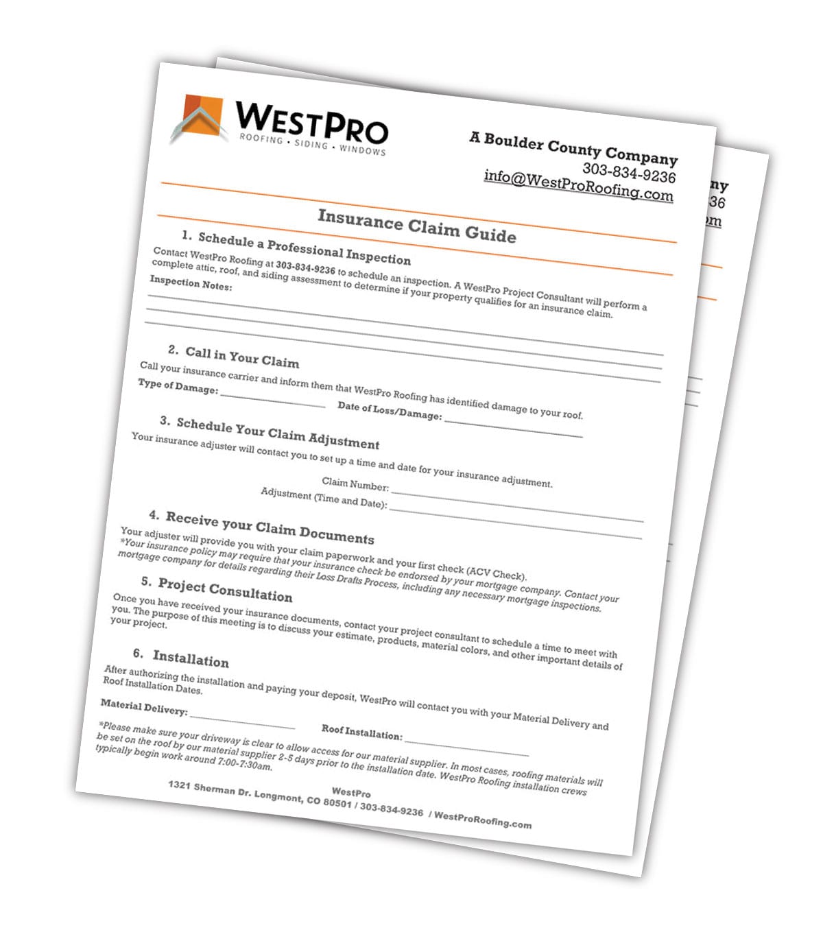 WestPro's insurance claim guide.